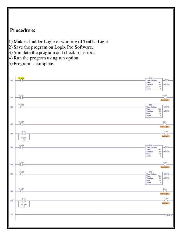 summer internship report for plc programming of traffic light through\u202630 procedure 1) make a ladder logic of working of traffic light